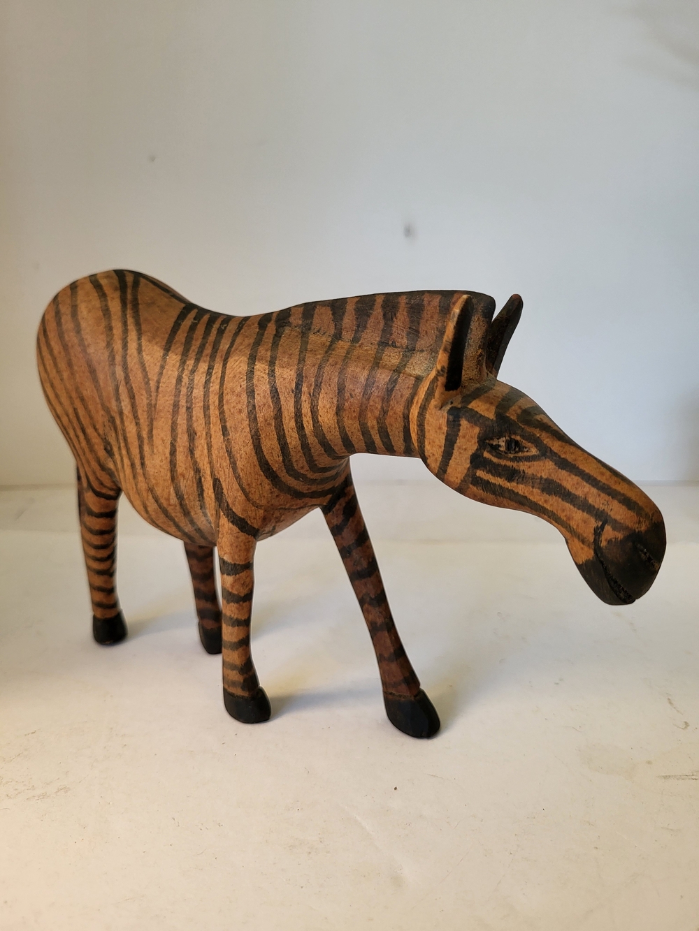 Hand-Carved Zebra Acacia Wood East African Folk Art 5"×7"